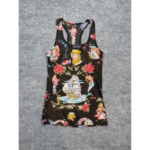 Only Hearts Helena Stuart Sheer Mesh Sailor Tattoo Print Racerback Tank Top S